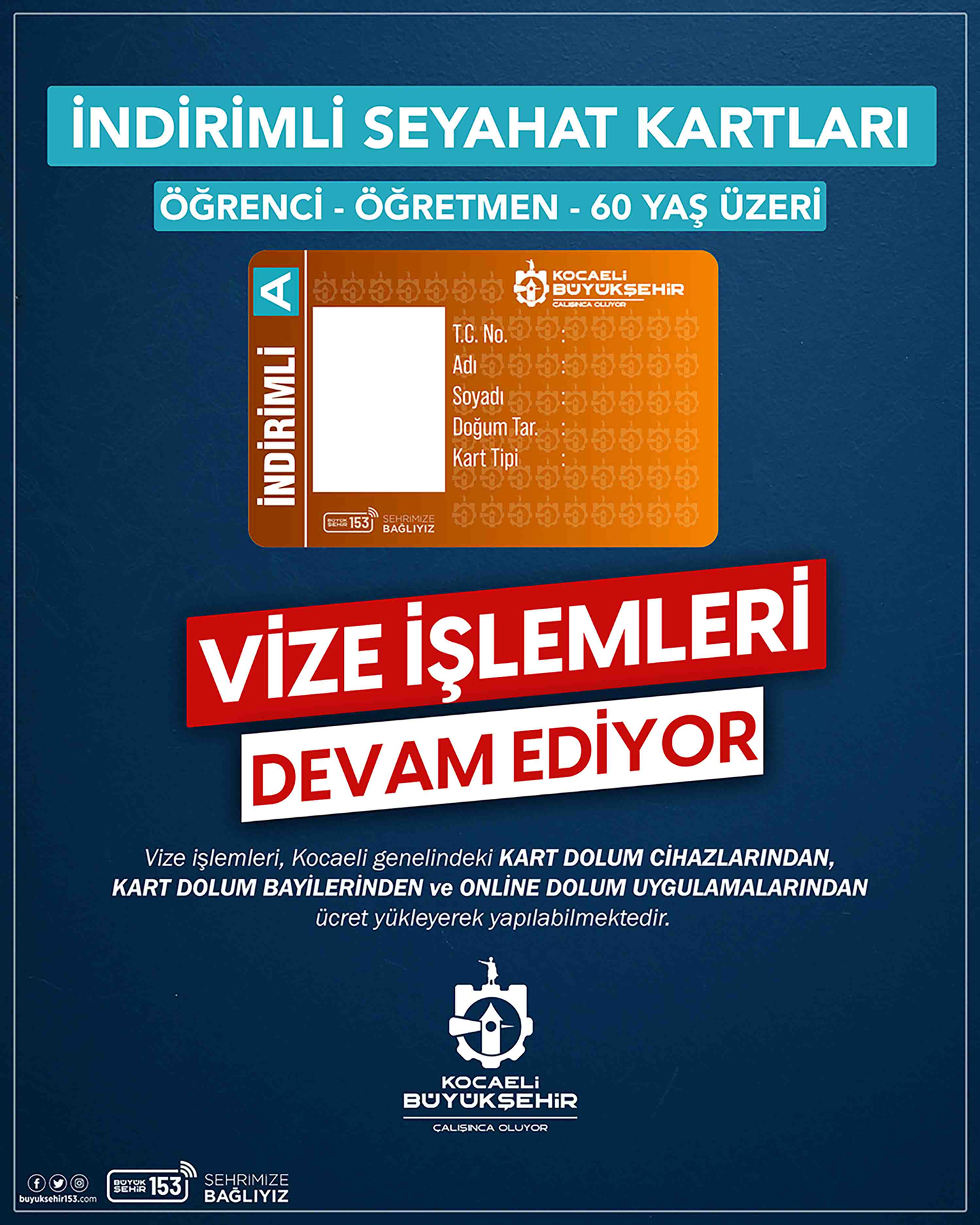 Kocaeli Büyükşehir Belediyesi, öğretmen ve öğrencilerin indirimli seyahat kartları için
