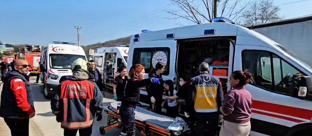 Sakarya'nın Sapanca ilçesinde minibüs ile kafa kafaya çarpışan otomobilin motoru