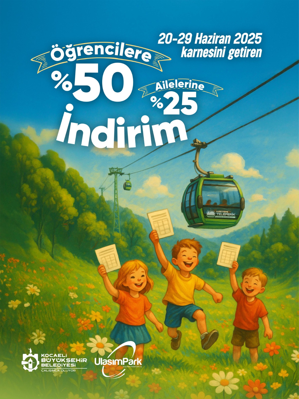 Kocaeli Büyükşehir Belediyesi’nden öğrencilere özel karne hediyesi: Teleferik yolculuklarında %50