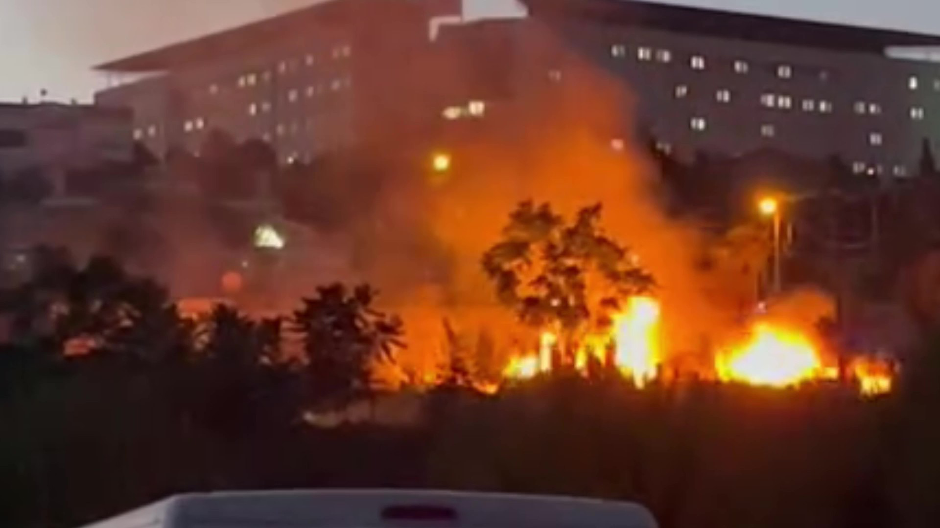 Kocaeli'nin Darıca ilçesinde bulunan millet bahçesinde çıkan yangın, itfaiye ekipleri