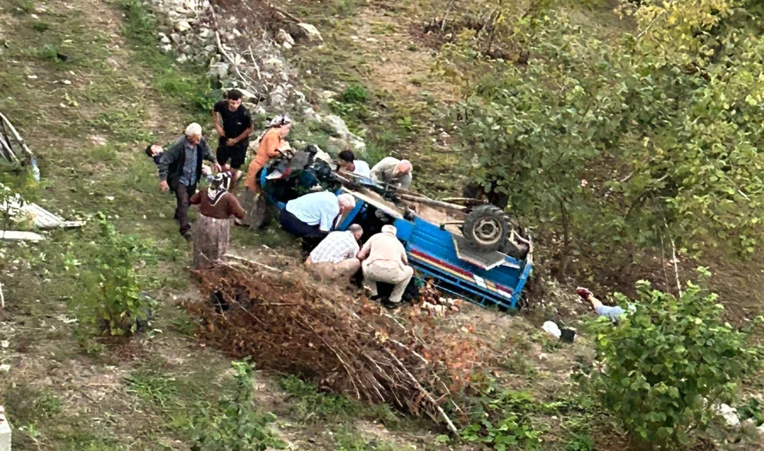 Ordu'nun Ünye ilçesinde "patpat" olarak bilinen tarım aracının uçuruma yuvarlanması