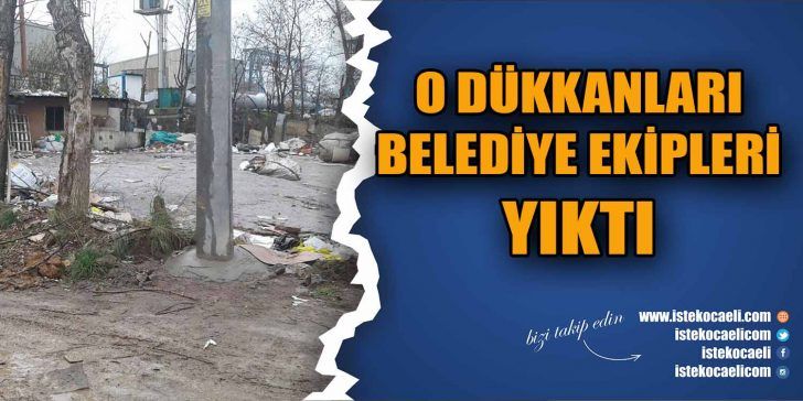 Kocaeli’nin Körfez ilçesinde bir arsa üzerinde bulunan 2 hurdacı dükkanı