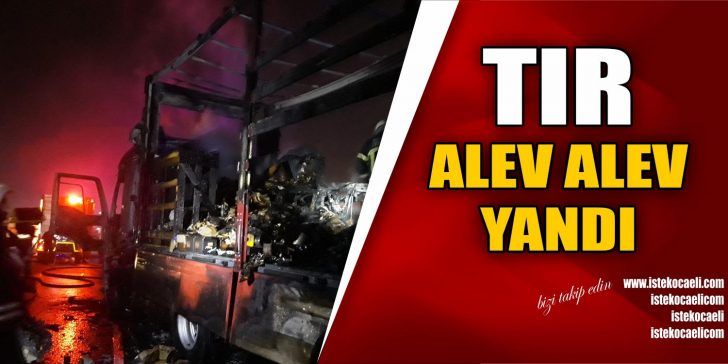 Kocaeli’nin Gebze ilçesinde, otomobil parçası taşıyan TIR alev alev yandı.