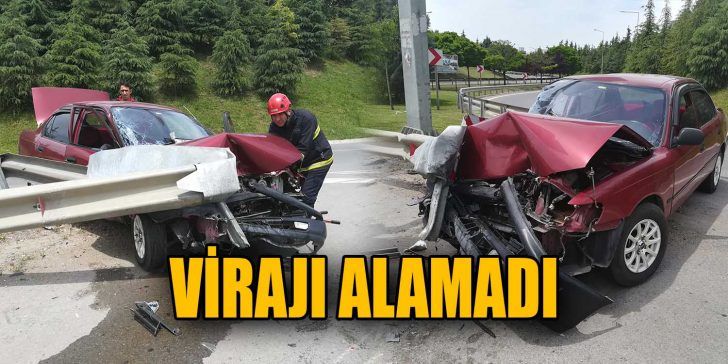 Kocaeli’nin Gebze ilçesinde virajı alamayarak bariyerler çarpan otomobilin sürücüsü yaralandı.