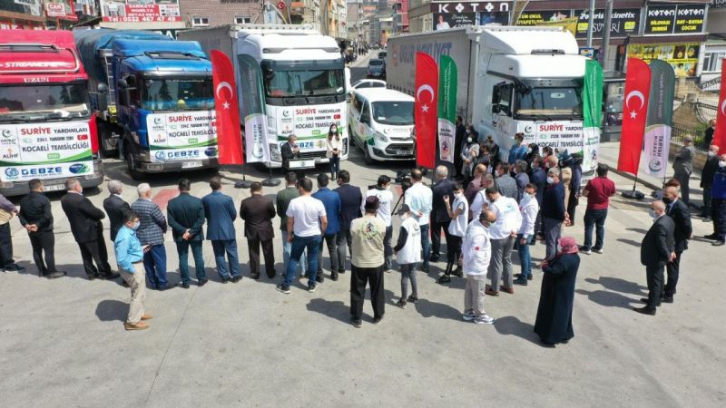 Kocaeli'den Suriye'nin İdlib kentine insani yardım malzemesi taşıyan 6 tır