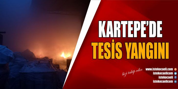 Kocaeli’nin Kartepe ilçesinde elektronik atık geri dönüşüm tesisinde çıkan yangın