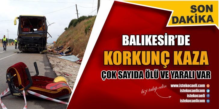 Balıkesir’in Bandırma ilçesinde tur otobüsü ile otomobilin çarpışması sonucu 4 kişi