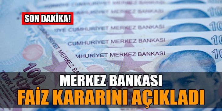 Merkez Bankası bir hafta vadeli repo ihale faiz oranını (politika faizi) yüzde