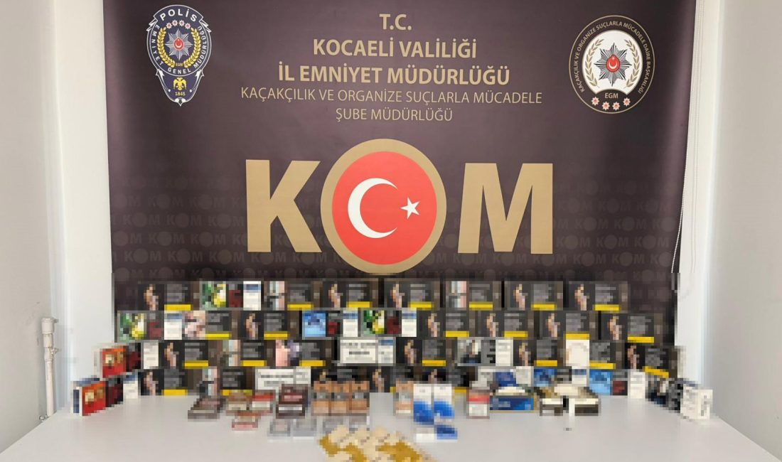 Kocaeli’de polis ekiplerinin düzenlediği operasyonlarda kaçak tütün ve sigara ele