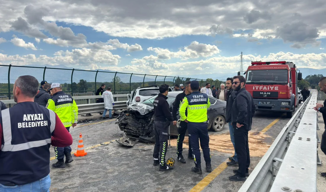 Sakarya'nın Akyazı ilçesinde otoyol üzerindeki köprüde sivil jandarma aracı ile