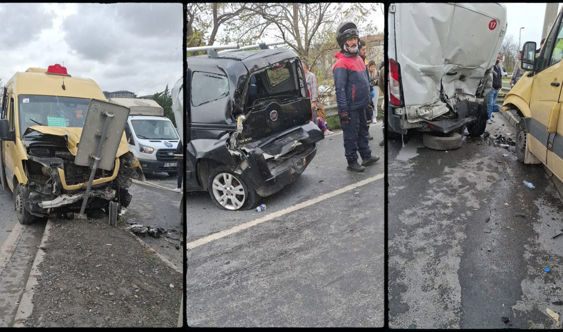 İstanbul Başakşehir'de Avrupa Otoyolu yan yolda meydana gelen zincirleme kazada,