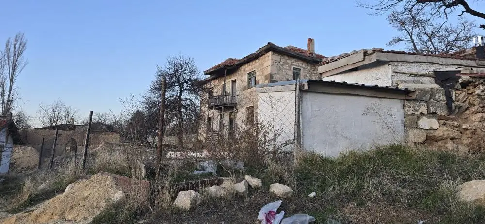 Ankara'nın Haymana ilçesinde, bir evin bahçesinde bağlı olarak tutulan köpek,