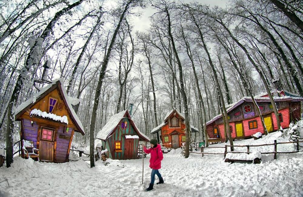Kocaeli’nin doğa turizm cenneti Ormanya, kar yağışıyla beyaza bürünerek ziyaretçilere