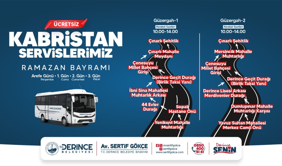 Derince Belediyesi, Ramazan Bayramı boyunca kabristan ziyareti yapacak vatandaşlar için