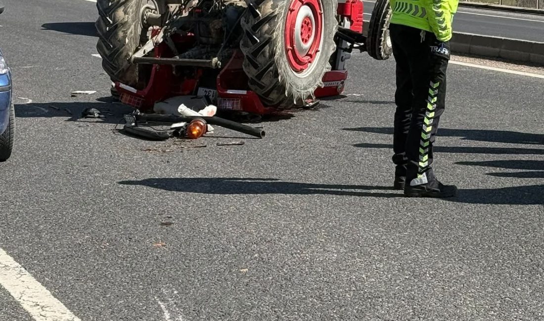 Bolu’da ahşap elektrik direği yüklü traktörün devrilmesi sonucu meydana gelen