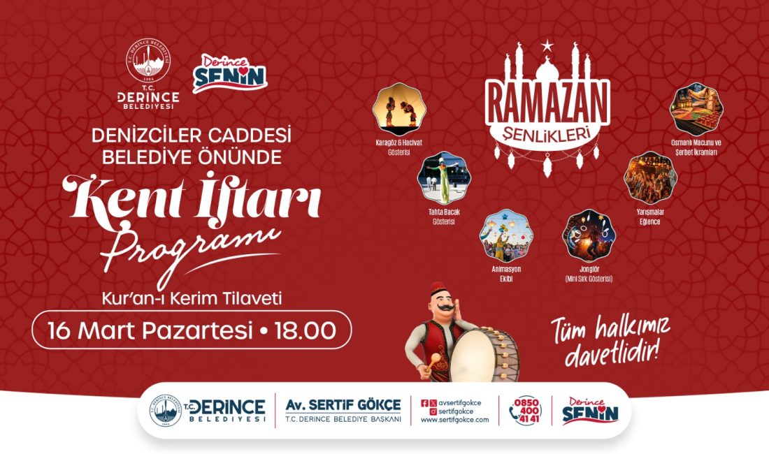 Derince Belediyesi, 16 Mart Pazartesi günü idrak edilecek olan Kadir