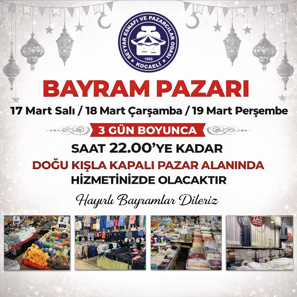 İzmit'te bayram pazarı hangi günler olacak? İşte o tarihler
