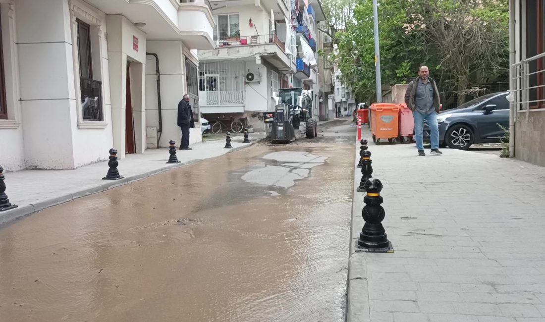Kocaeli'nin Karamürsel ilçesinde yürütülen altyapı çalışmaları sırasında iş makinesi ana