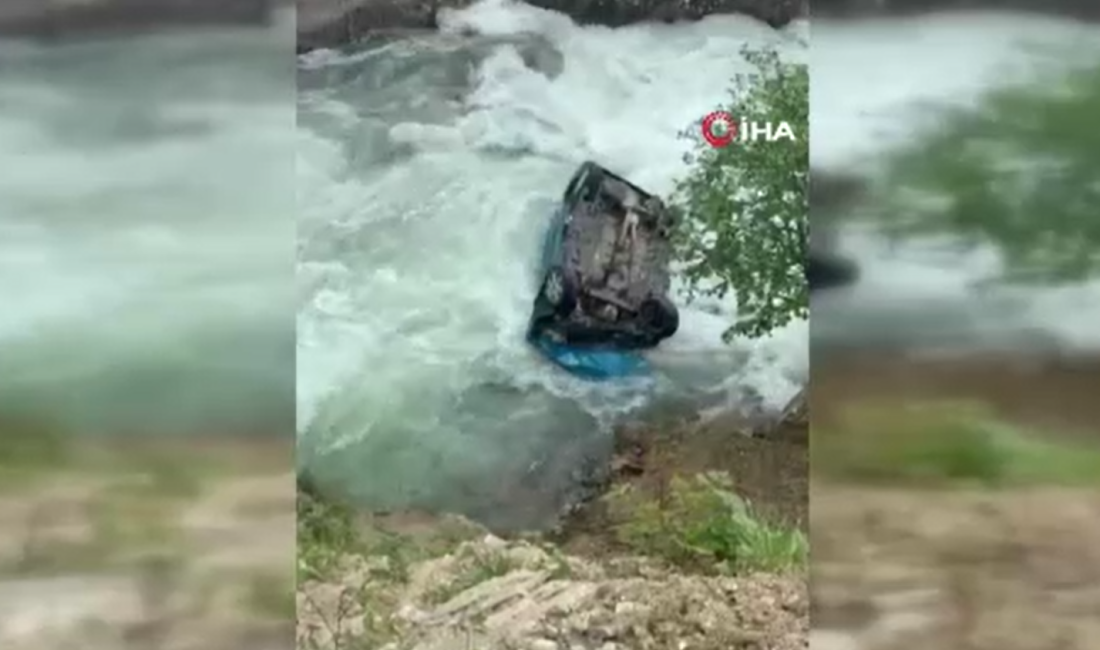 Giresun'un Karadoğa Yaylası'nda kontrolden çıkan bir otomobilin dereye yuvarlanması sonucu