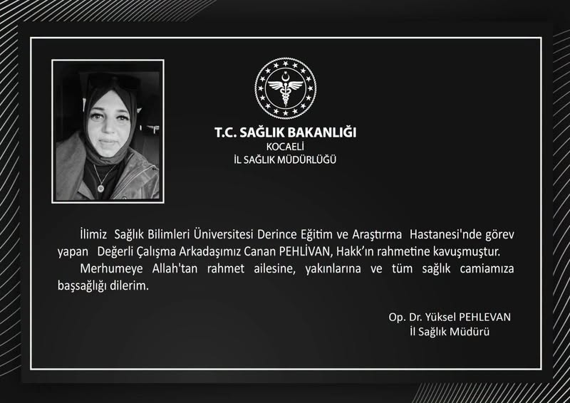 Kocaeli'de sağlık çalışanın üzen ölümü