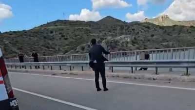 Kayseri'nin Felahiye ilçesinde viyadükten Kızılırmak'a atlamak isteyen şahsı ilçe Kaymakamı
