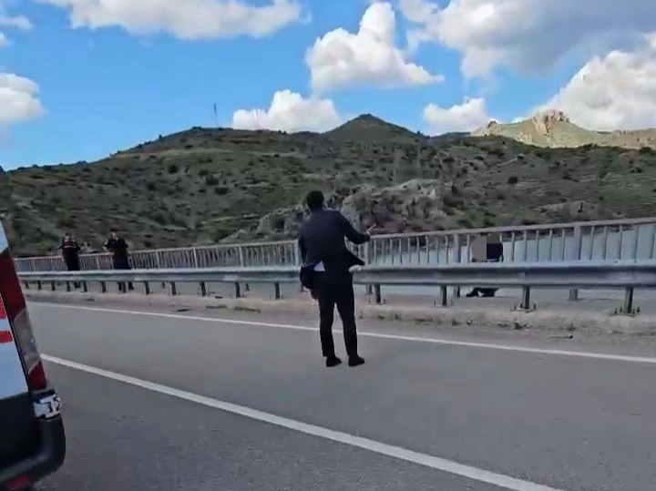 Kayseri'nin Felahiye ilçesinde viyadükten Kızılırmak'a atlamak isteyen şahsı ilçe Kaymakamı