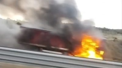 Kuzey Marmara Otoyolu Tepeören mevkiinde seyir halindeki bir tırda henüz