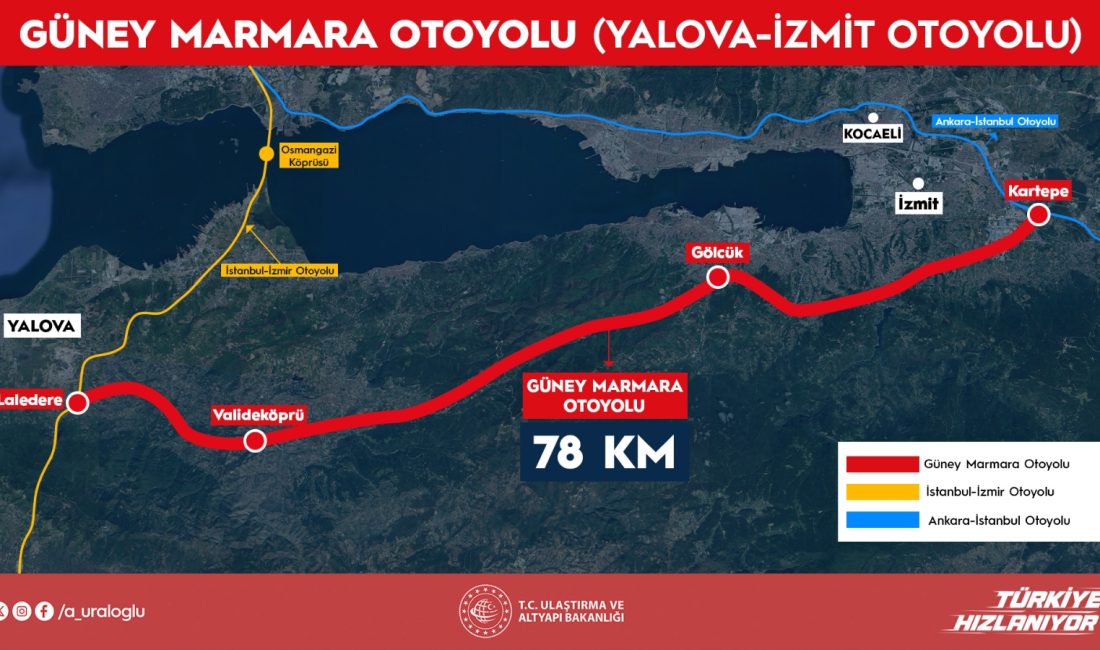 Kocaeli’yi yakından ilgilendiren Güney Marmara Otoyolu Projesi’nde önemli bir gelişme