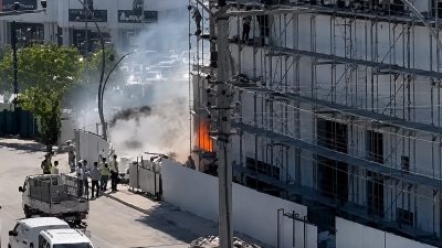 Kocaeli’nin Dilovası ilçesinde bir inşaat alanında çıkan yangın, bölgede büyük