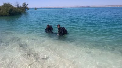 Şanlıurfa'nın Hilvan ilçesinde serinlemek için Atatürk Barajı Gölü'ne giren 14