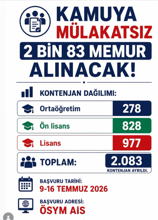 Memur adaylarına müjde! Kamuya binlerce mülakatsız personel alımı