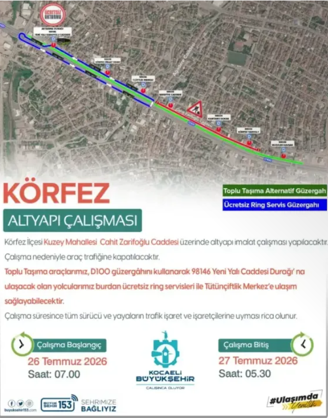 Kocaeli'de Bazı Yollar Trafiğe Kapanıyor! İşte Yeni Güzergahlar