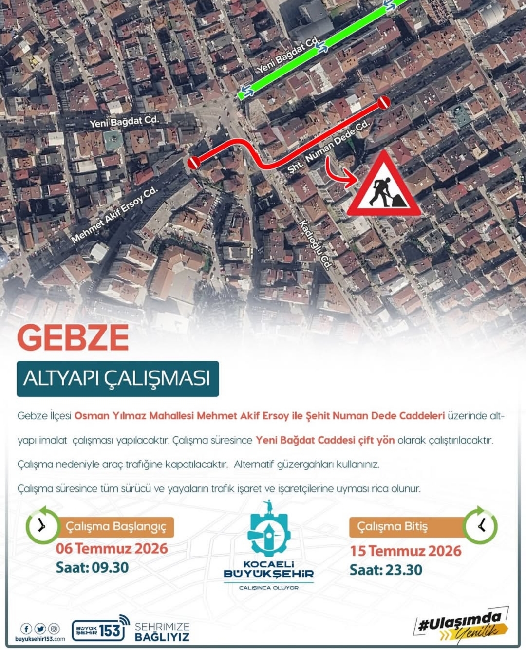 Kocaeli'de o caddeler tam 9 gün trafiğe kapatılacak!