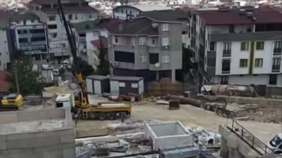 Kocaeli'nin Darıca ilçesinde yapımı süren Gebze-Darıca Metro Hattı şantiyesinde meydana