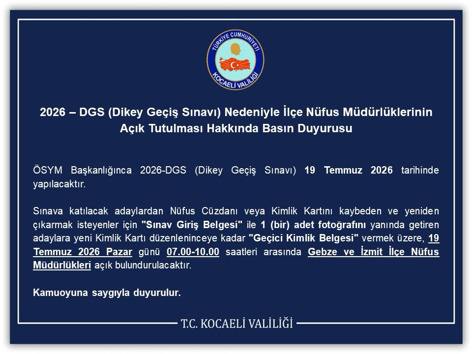 DGS'ye girecek adaylara önemli uyarı: Kocaeli Valiliği'nden açıklama