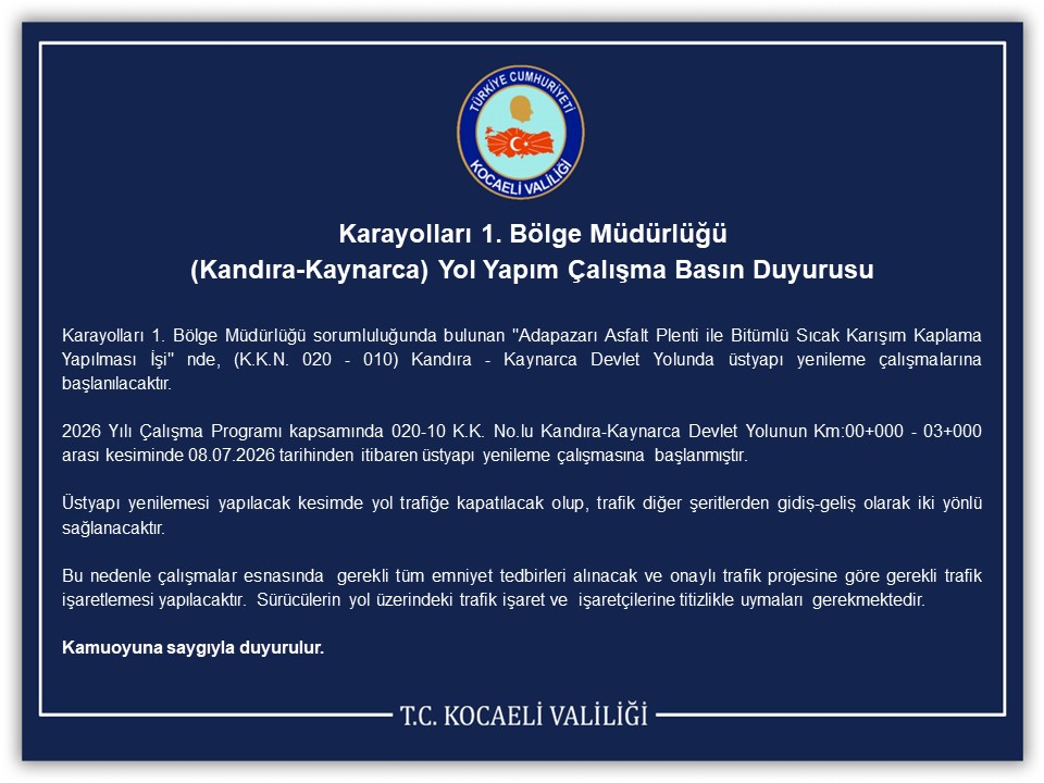Kocaeli dikkat! O yol trafiğe kapatıldı