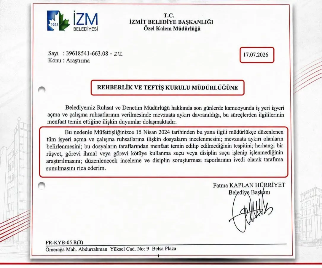 İzmit Belediyesi'nden rüşvet skandalına ilişkin açıklama