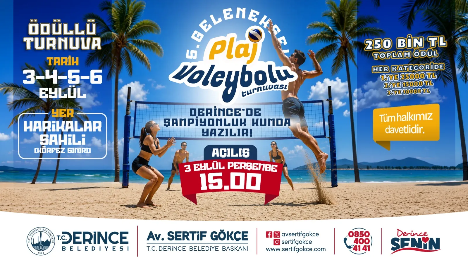 Kocaeli'de plaj voleybolu heyecanı: 250 bin TL ödül dağıtılacak