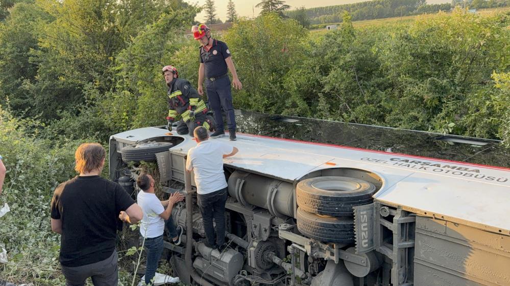 Özel halk otobüsü devrildi: Çok sayıda yaralı