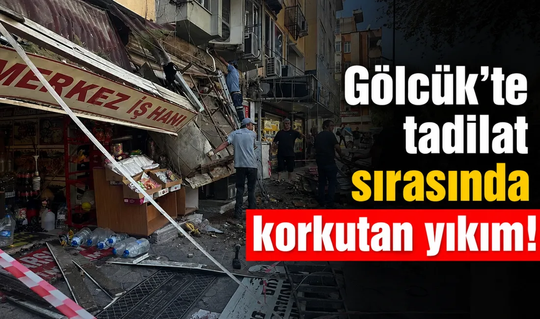 Kocaeli Gölcük’te Merkez İş Hanı’nın dış cephesinde klima tadilatı sırasında