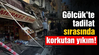Kocaeli Gölcük’te Merkez İş Hanı’nın dış cephesinde klima tadilatı sırasında