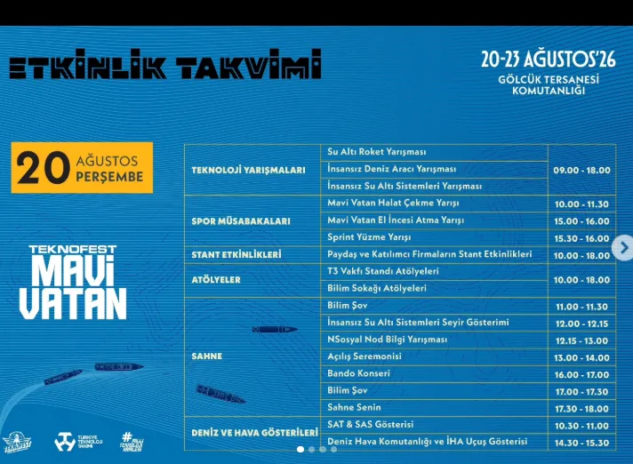 TEKNOFEST Mavi Vatan’da Bugün Neler Var? 21 Ağustos 2026 Cuma Etkinlik Rehberi