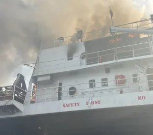 Karadeniz'de Türkiye'den Rusya'ya meyve ve sebze taşıyan NADHEZNA adlı Ro-Ro