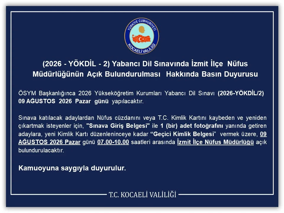 Valilik duyurdu: YÖKDİL öncesi önemli uyarı!