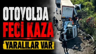 Anadolu Otoyolu Sakarya geçişinde çekicinin emniyet şeridinde ot biçme çalışması